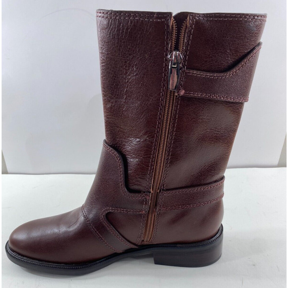 Vince Camuto Brown Leather Moto Style Buckle Boots Size 8.5 NWOB - Picture 6 of 11